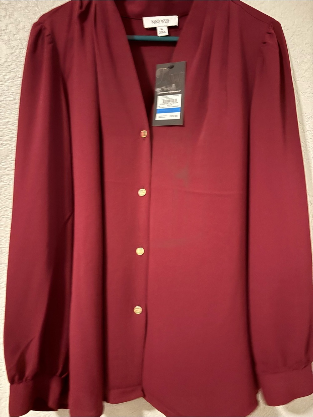 Nine West Burgundy Button-Front Lightweight Shirt Jacket
